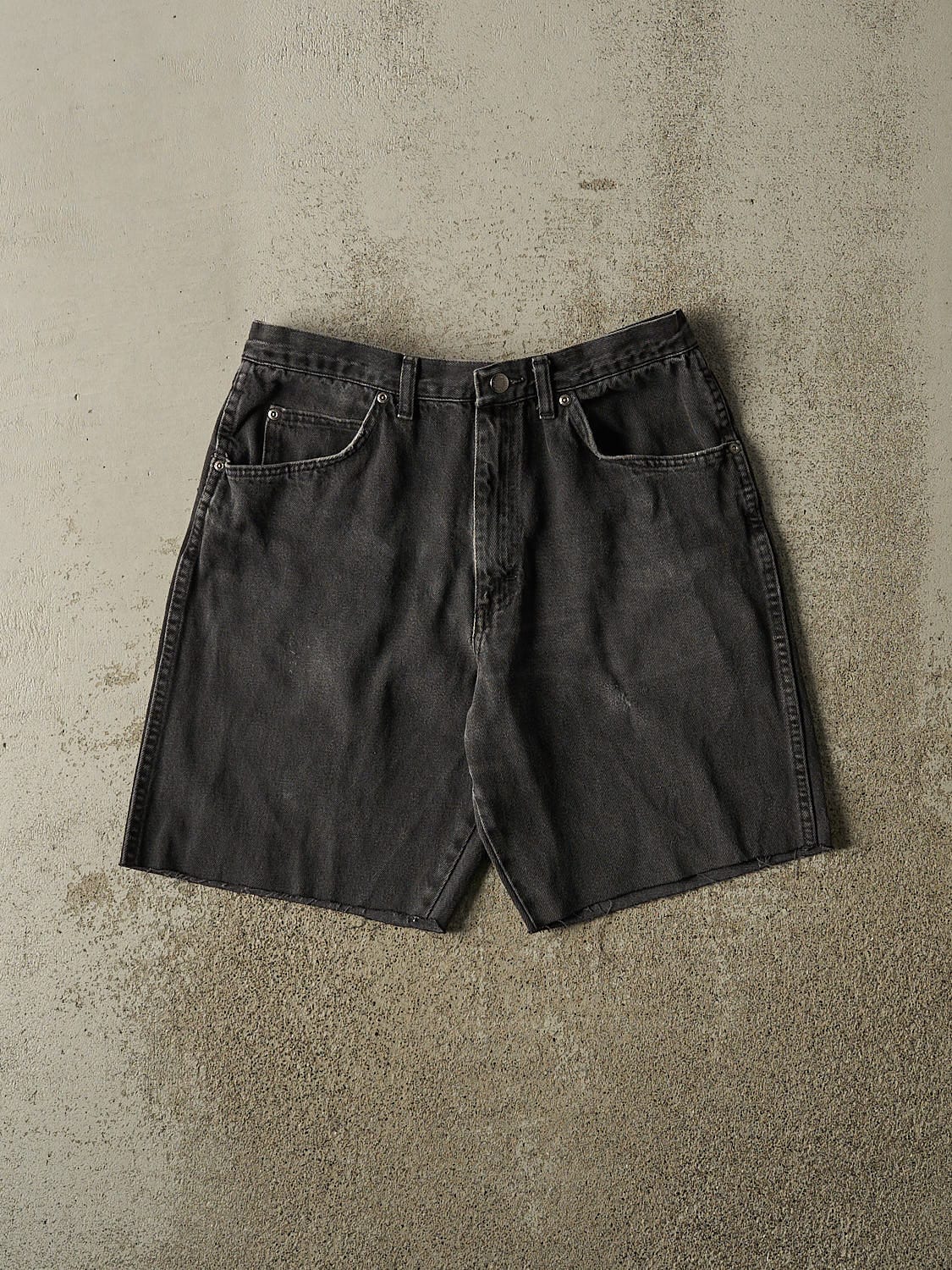 Vintage 90s Faded Black Wrangler Cut Off Denim Shorts (31x8.5)