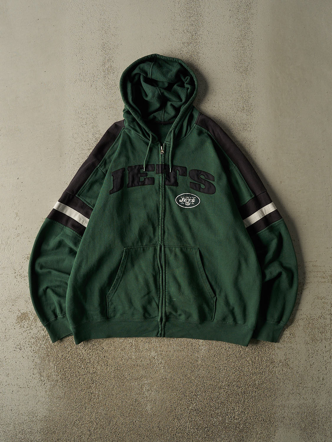 Vintage Y2K Green New York Jets Embroidered Zip Up Hoodie (XL)
