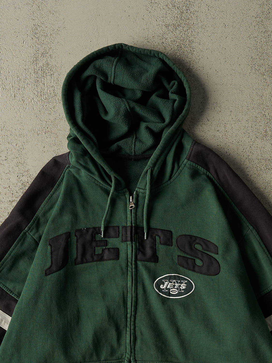 Vintage Y2K Green New York Jets Embroidered Zip Up Hoodie (XL)