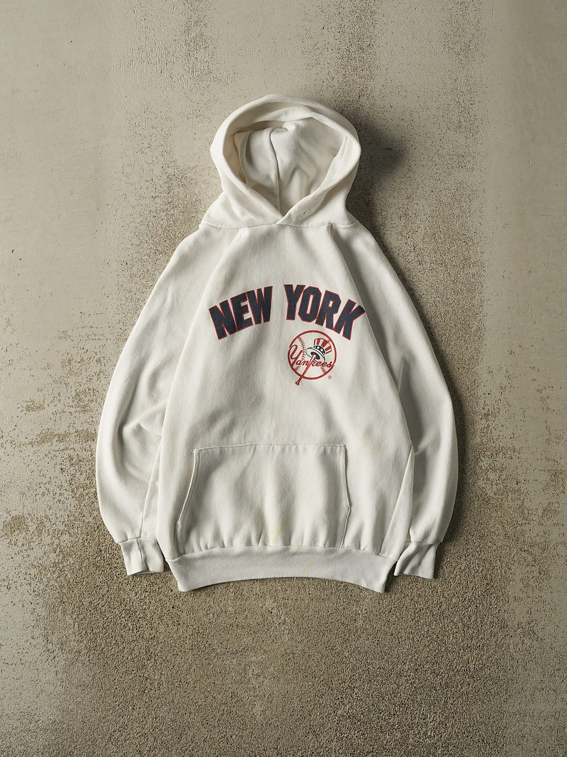 Vintage 80s White New York Yankees Hoodie (XXS)