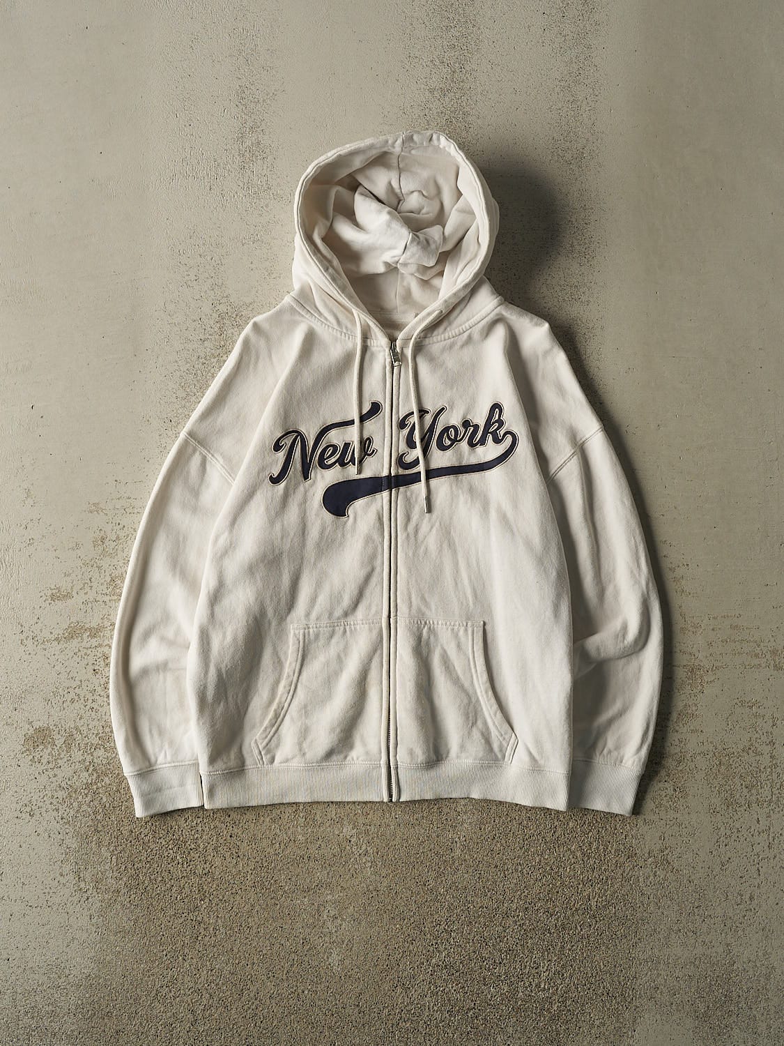 Vintage Y2K White New York Zip Up Hoodie (M)