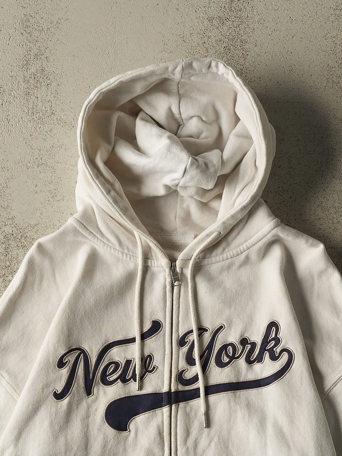 Vintage Y2K White New York Zip Up Hoodie (M)