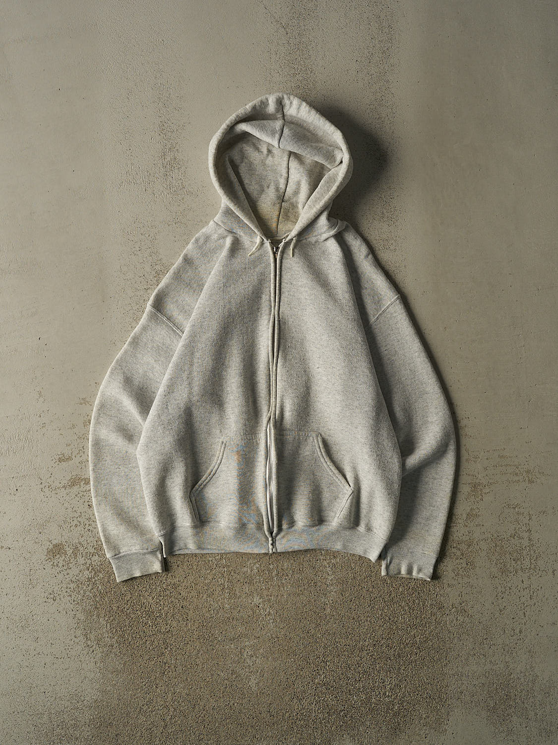 Vintage 80s Heather Grey Blank Zip Up Hoodie (L/XL)