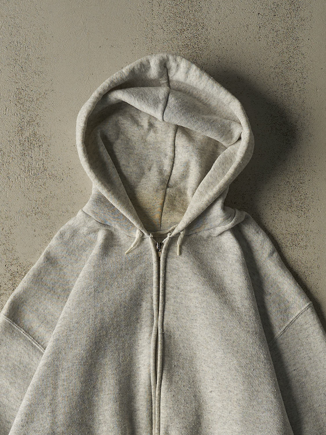 Vintage 80s Heather Grey Blank Zip Up Hoodie (L/XL)