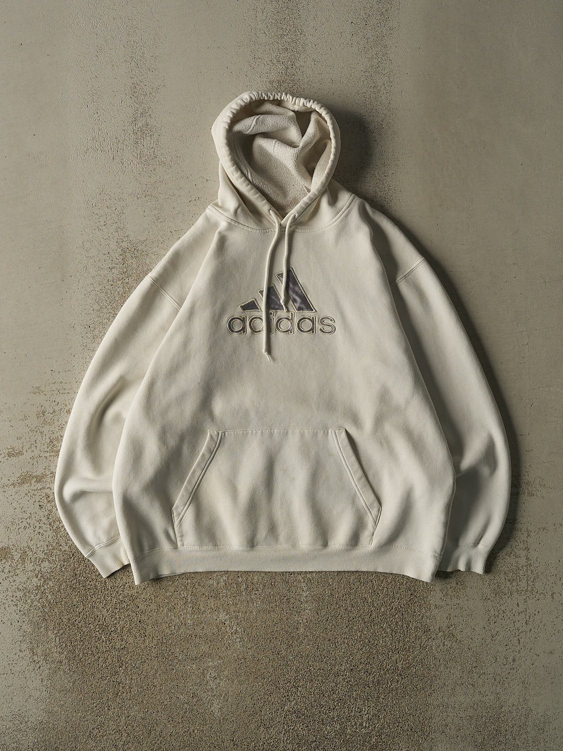 Vintage Y2K Beige Adidas Embroidered Hoodie (XL)