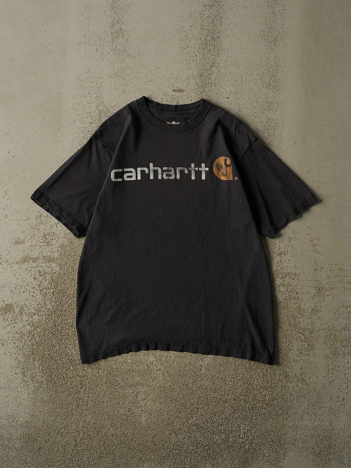 Vintage Y2K Faded Black Carhartt Logo Tee (M/L)