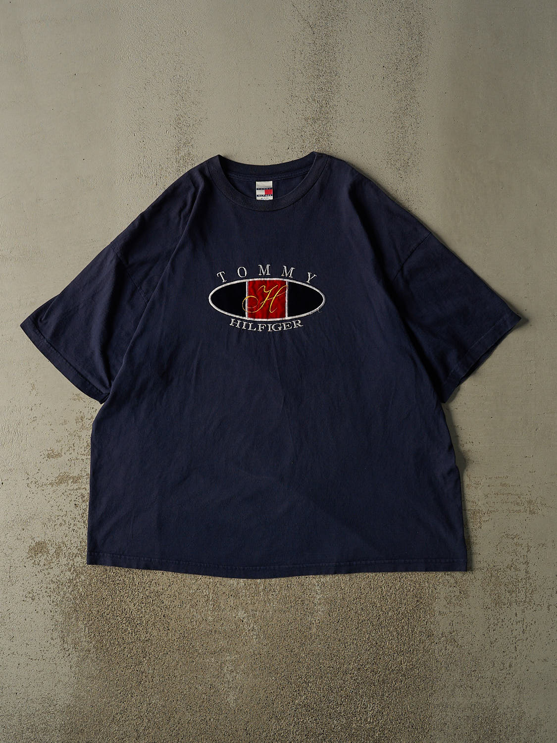 Vintage Y2K Navy Blue Tommy Hilfiger Embroidered Tee (XXL/XXXL)