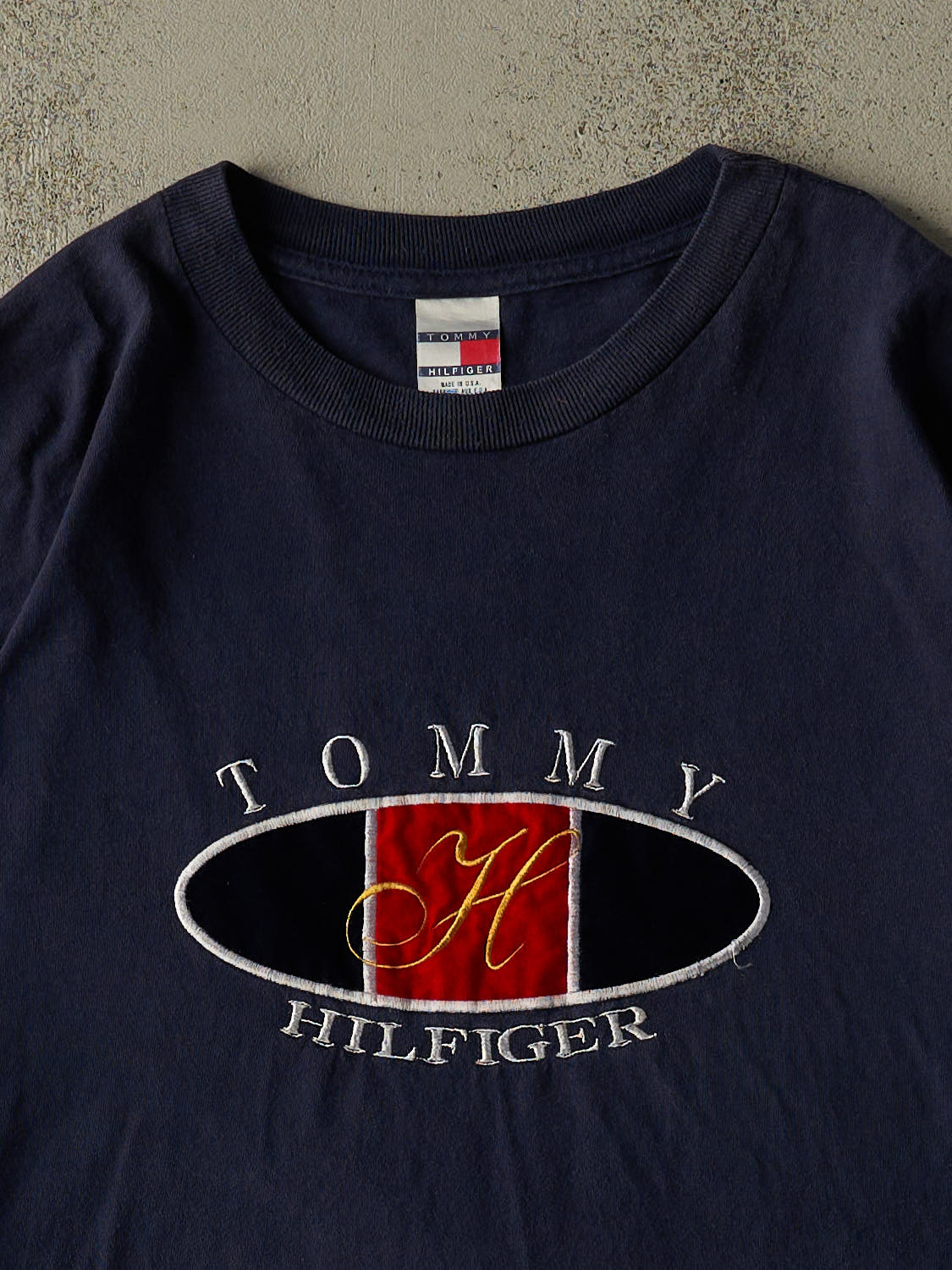 Vintage Y2K Navy Blue Tommy Hilfiger Embroidered Tee (XXL/XXXL)