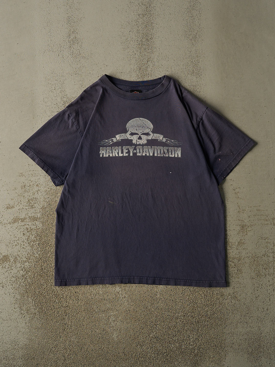 Vintage 04' Sun Faded Navy Harley Davidson Warwick RI Tee (XL)