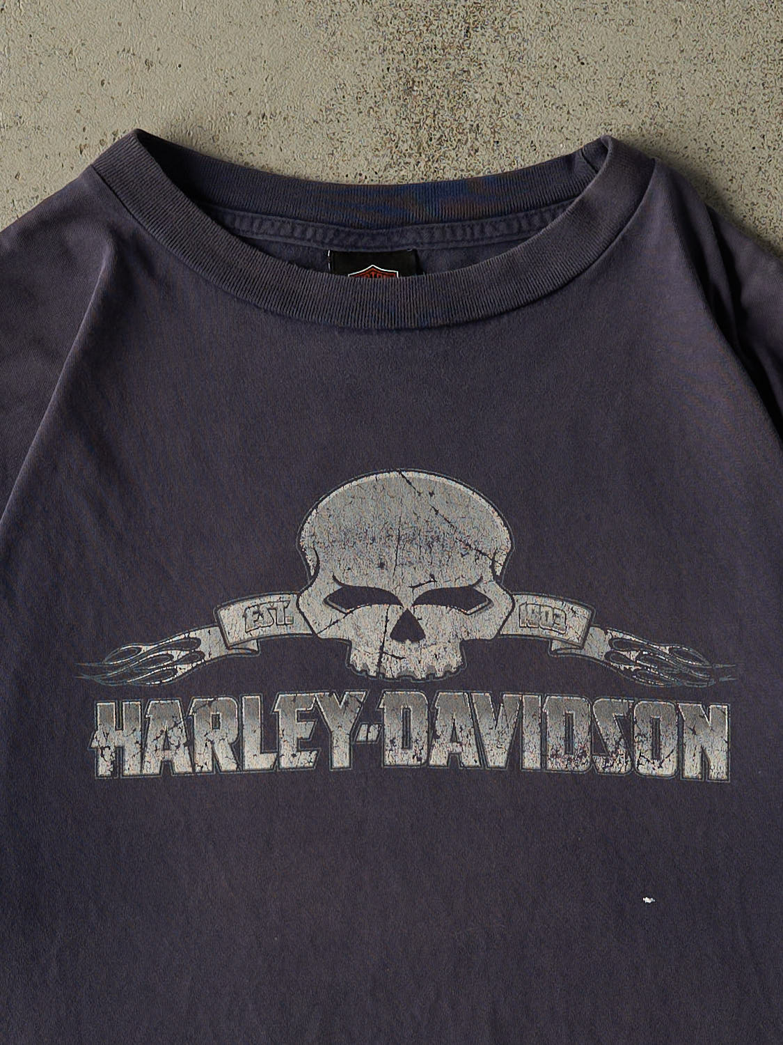 Vintage 04' Sun Faded Navy Harley Davidson Warwick RI Tee (XL)