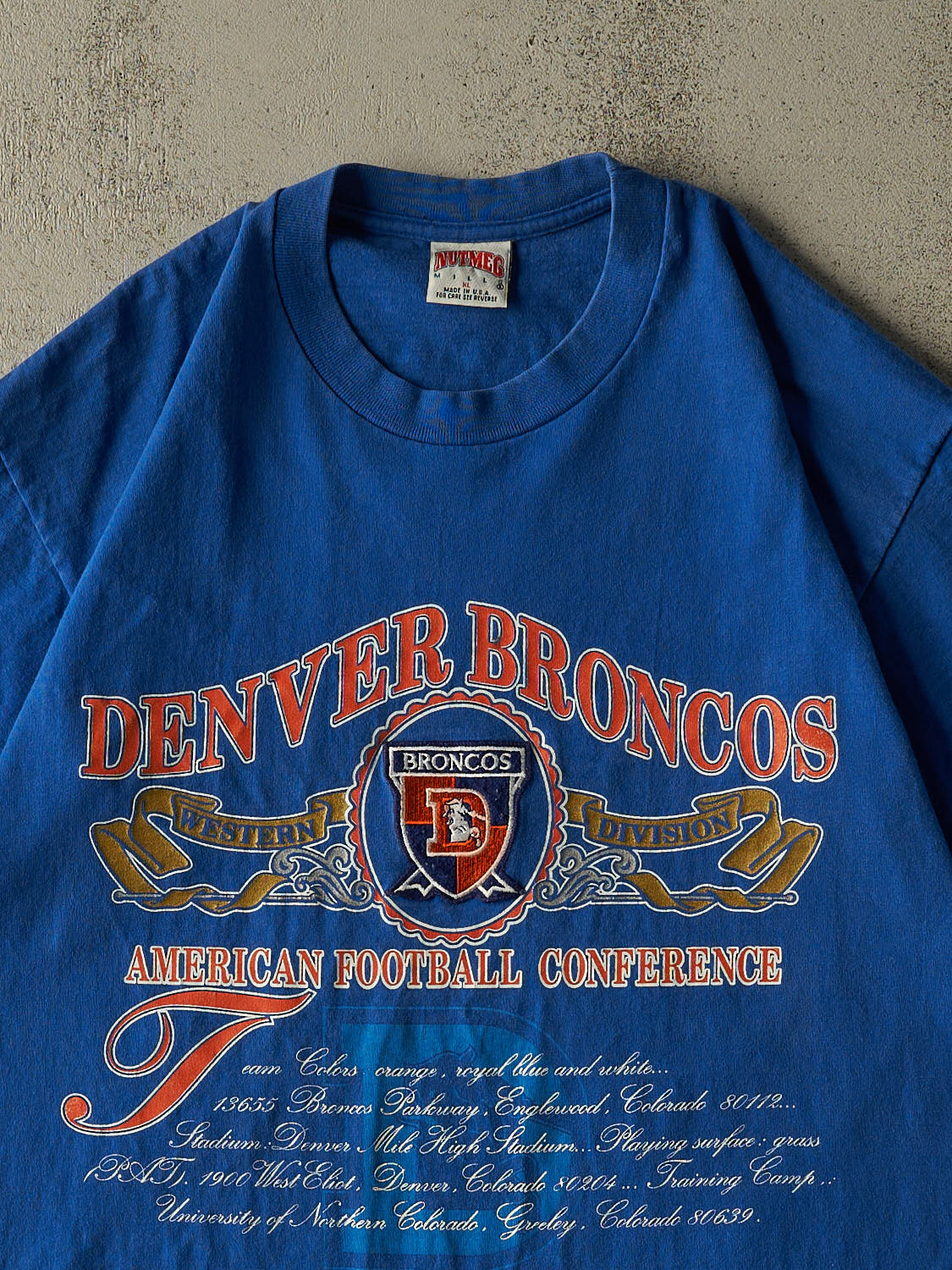 Vintage 90s Blue Denver Broncos Single Stitch Tee (L/XL)