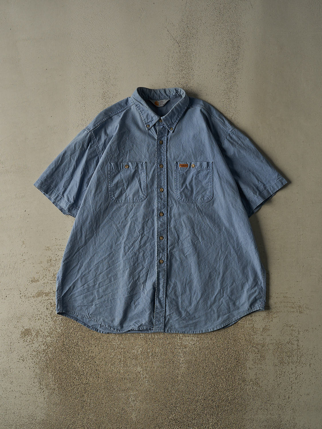 Vintage Y2K Blue Carhartt Button Up Tee (XXL/XXXL)