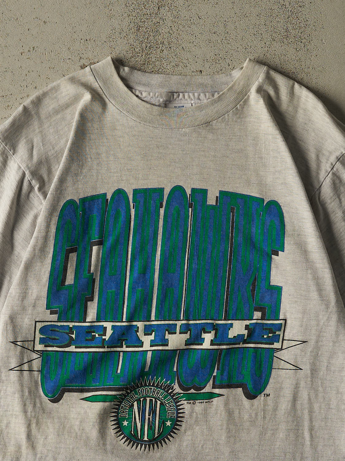 Vintage 92' Grey Seattle Seahawks Single Stitch Tee (M/L)