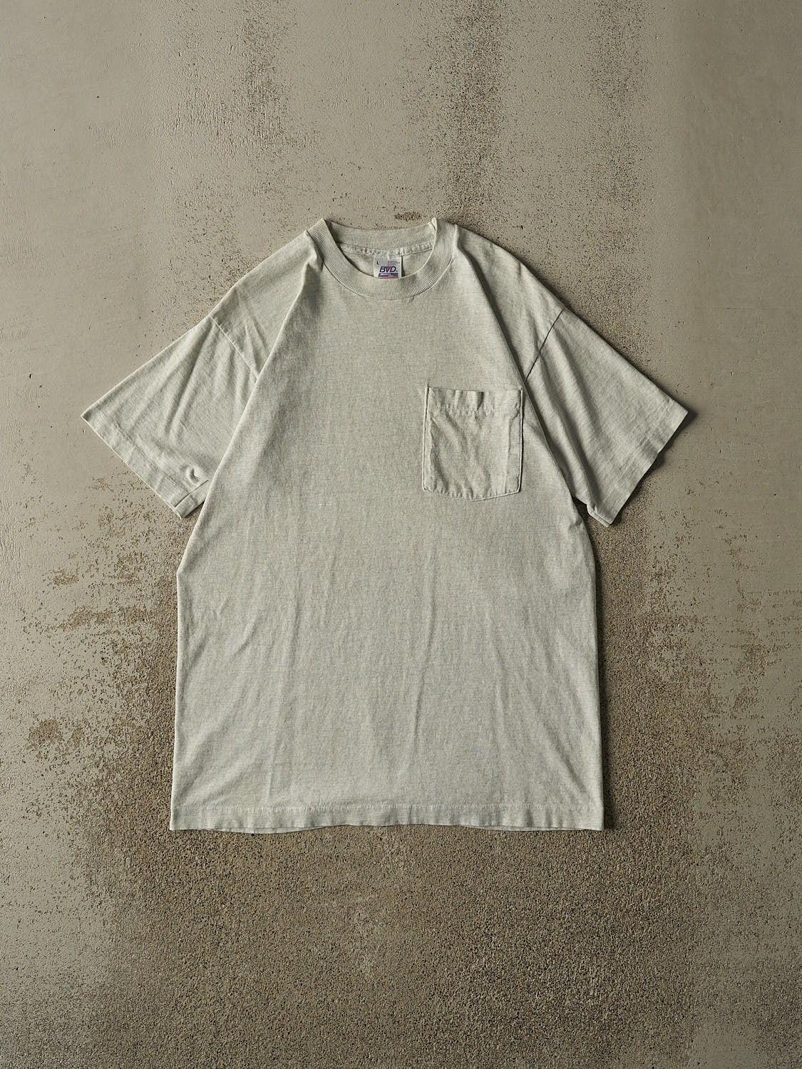 Vintage 90s Heather Grey Blank Single Stitch Pocket Tee (M)