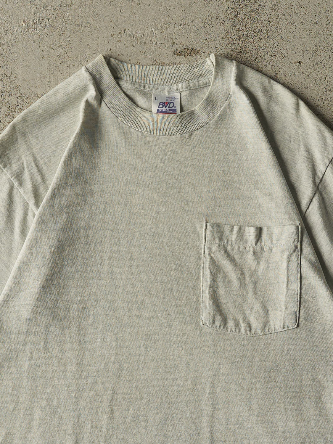 Vintage 90s Heather Grey Blank Single Stitch Pocket Tee (M)