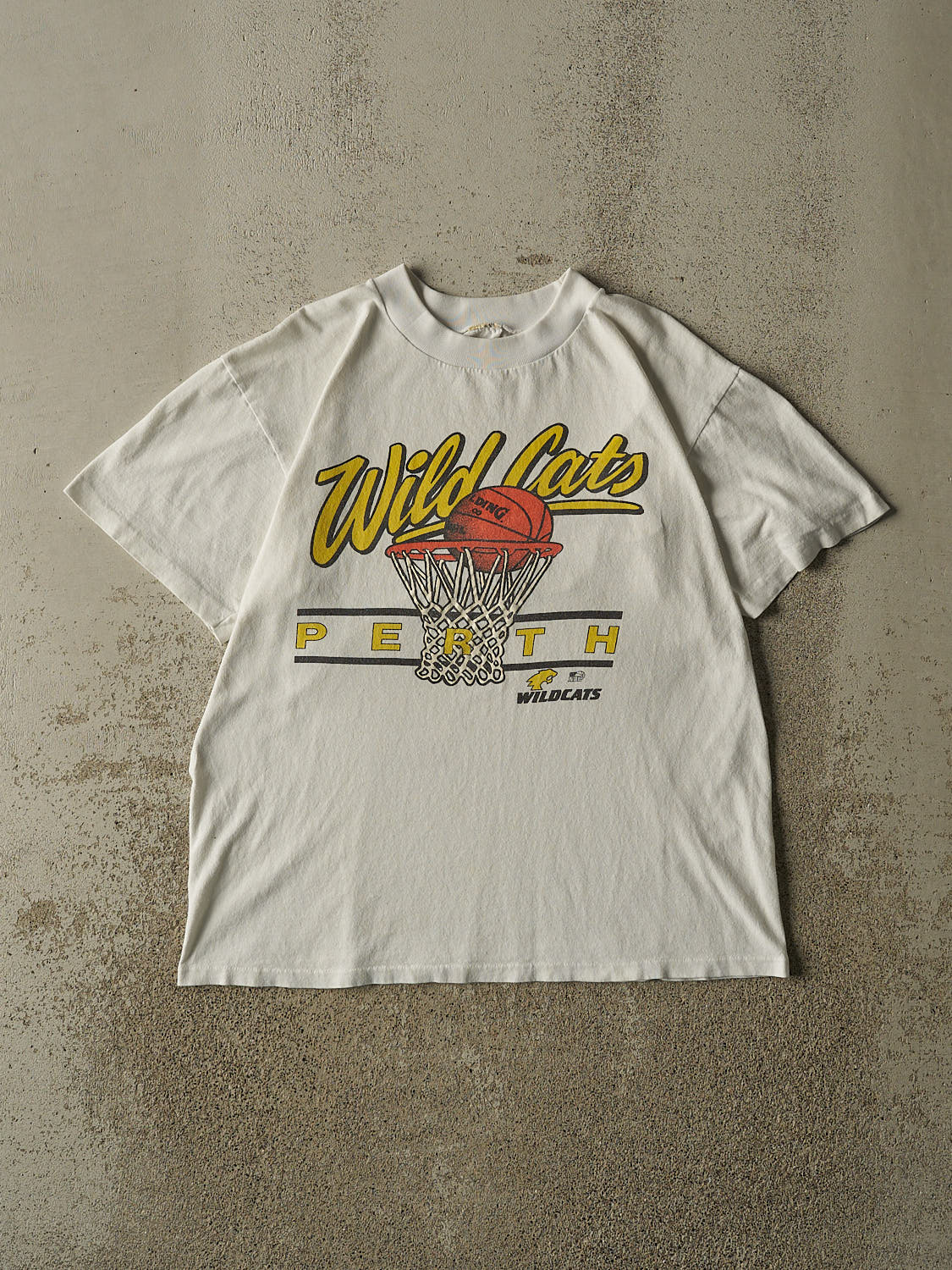 Vintage 90s White Perth Wildcats Single Stitch Tee (S/M)