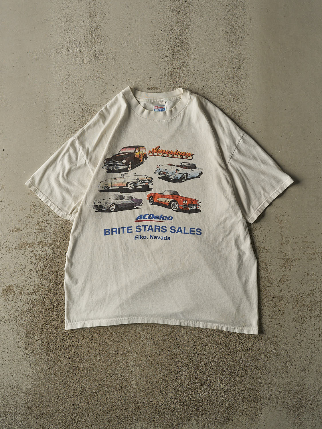 Vintage 90s White American Classic Cars Tee (L)