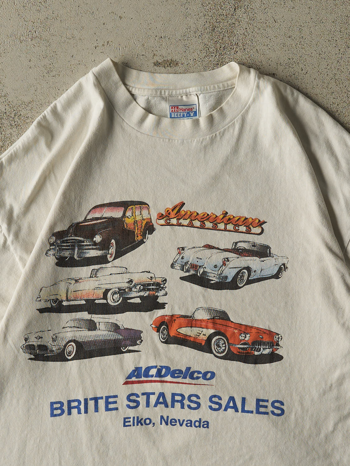 Vintage 90s White American Classic Cars Tee (L)