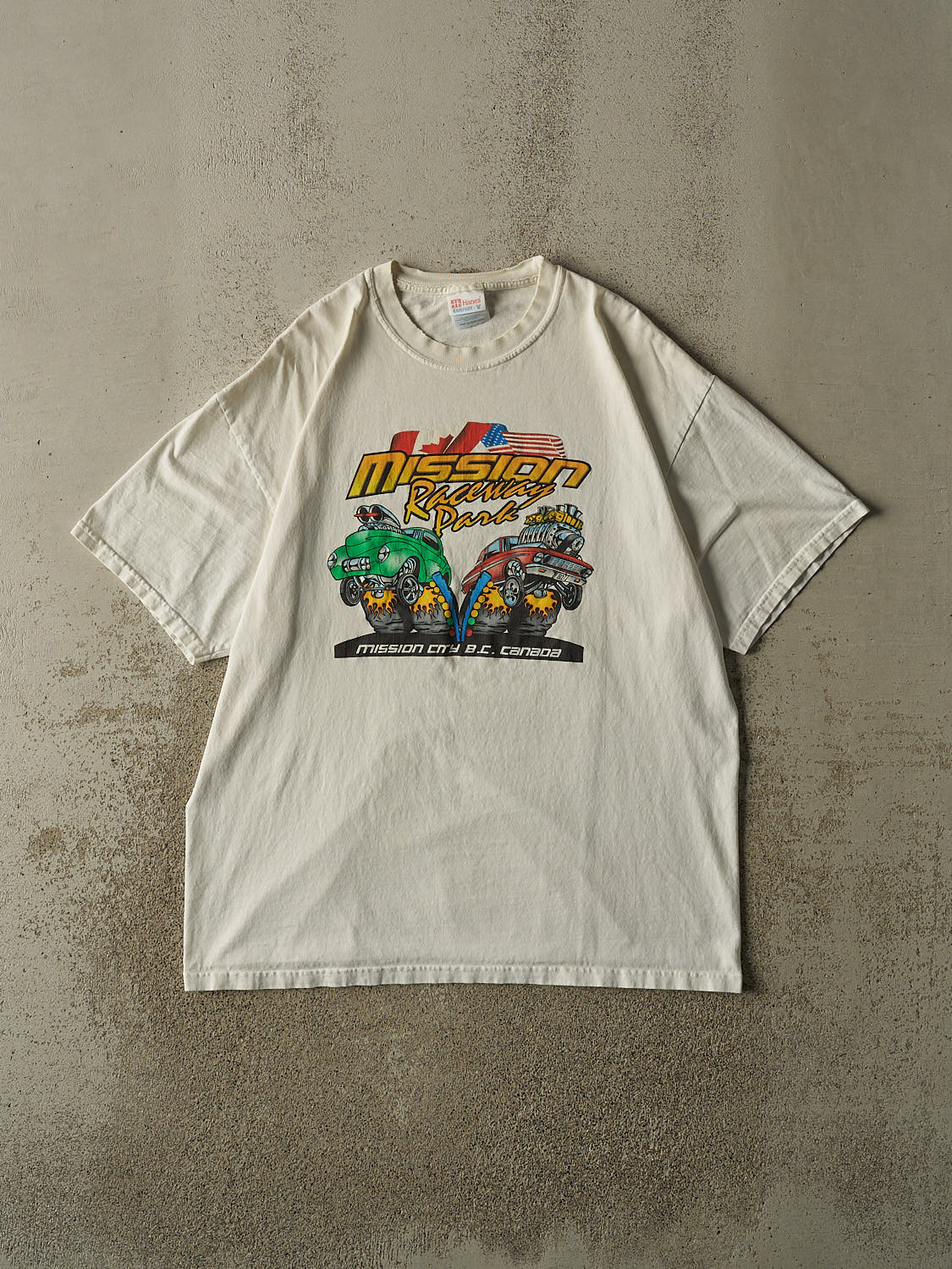 Vintage 90s Beige Mission Raceway Tee (XL)
