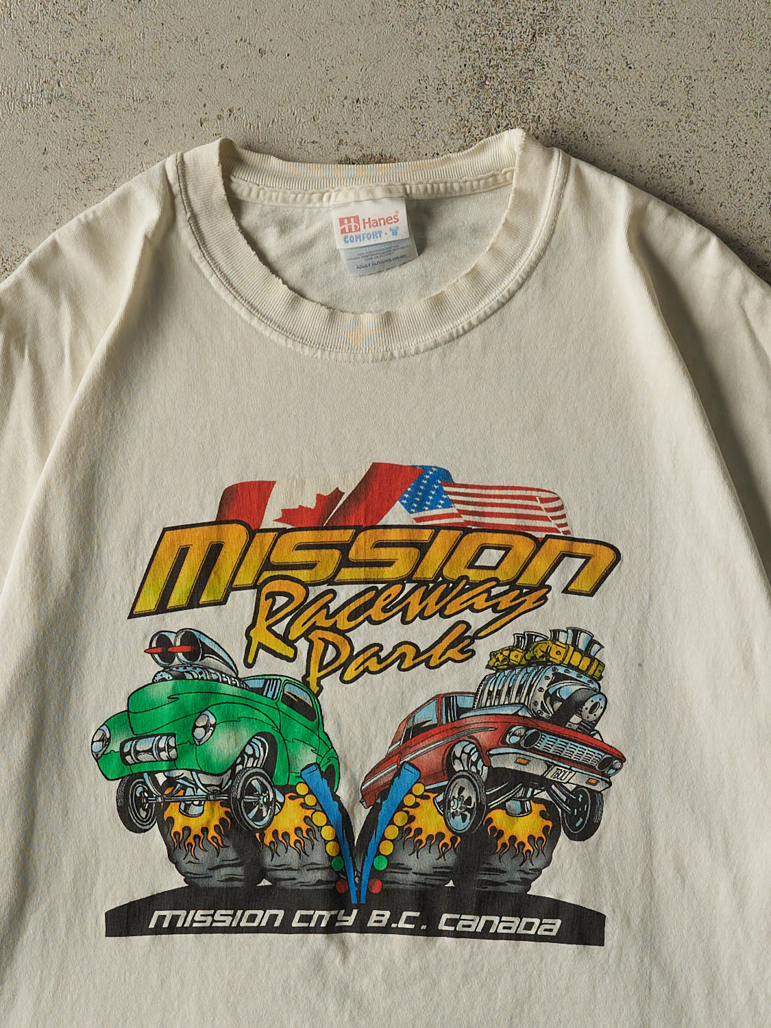 Vintage 90s Beige Mission Raceway Tee (XL)