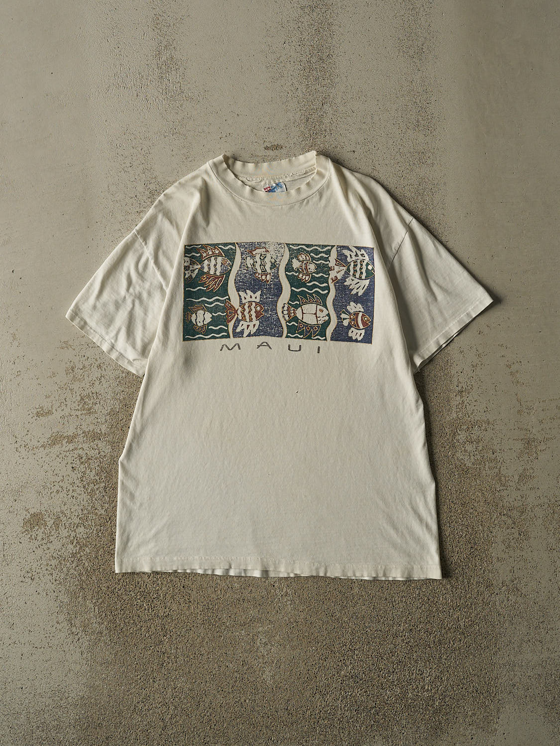 Vintage 90s Beige Maui Hawaii Single Stitch Tee (L)