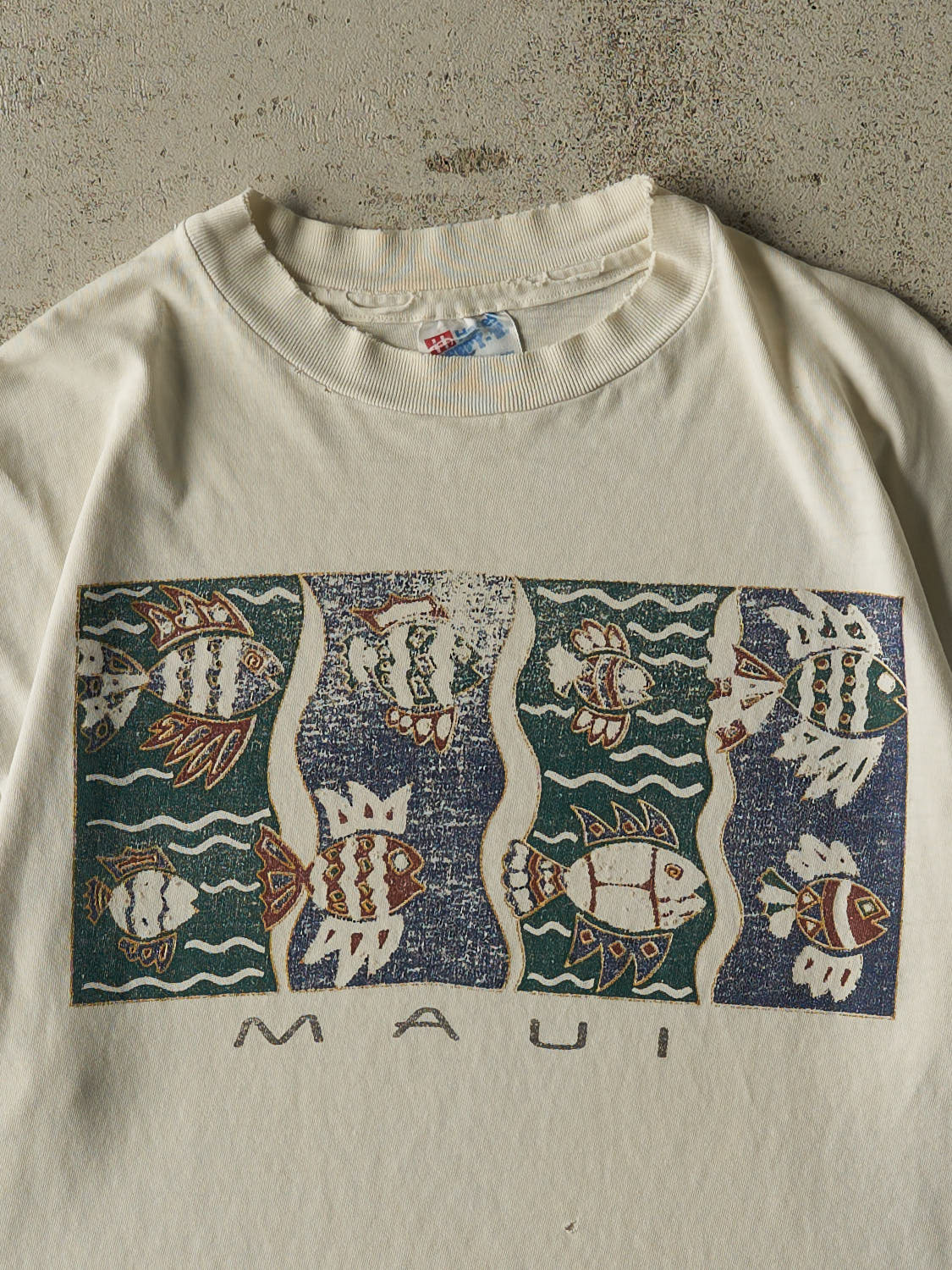 Vintage 90s Beige Maui Hawaii Single Stitch Tee (L)