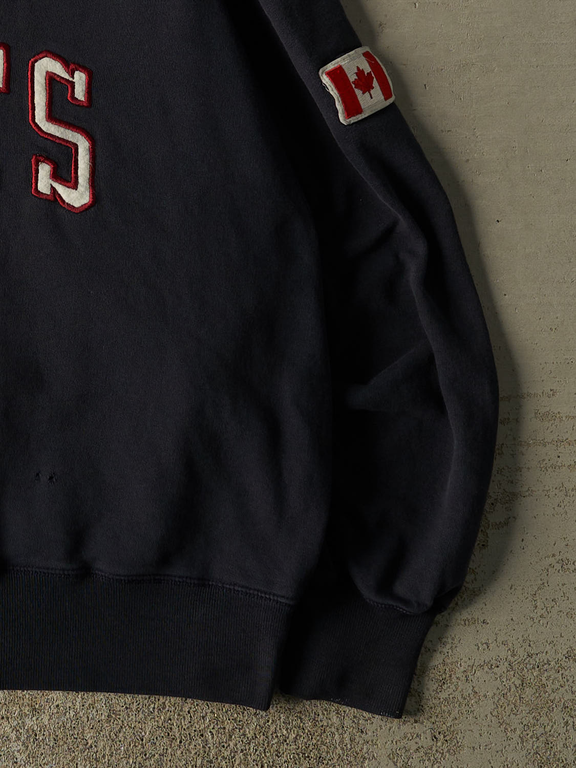 Vintage Y2K Navy Blue Roots Athletic Embroidered Quarter Zip Sweater (XL)