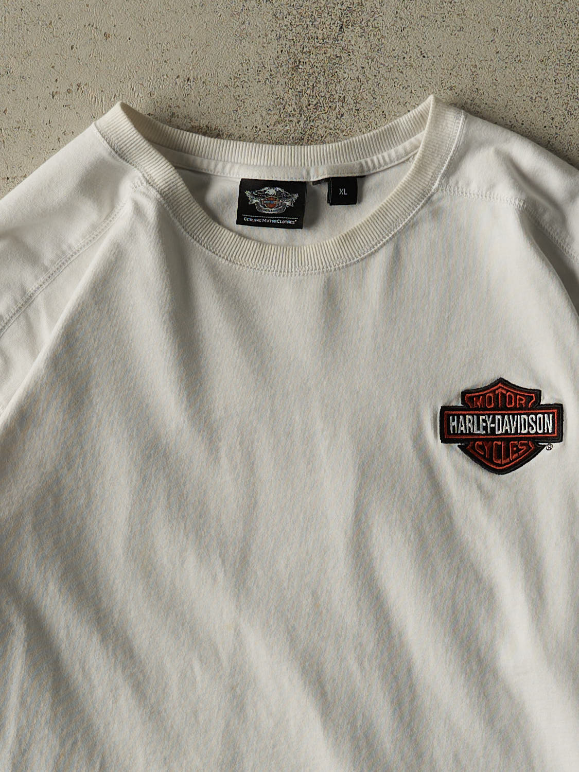 Vintage Y2K White Harley Davidson Embroidered Long Sleeve (XL/XXL)