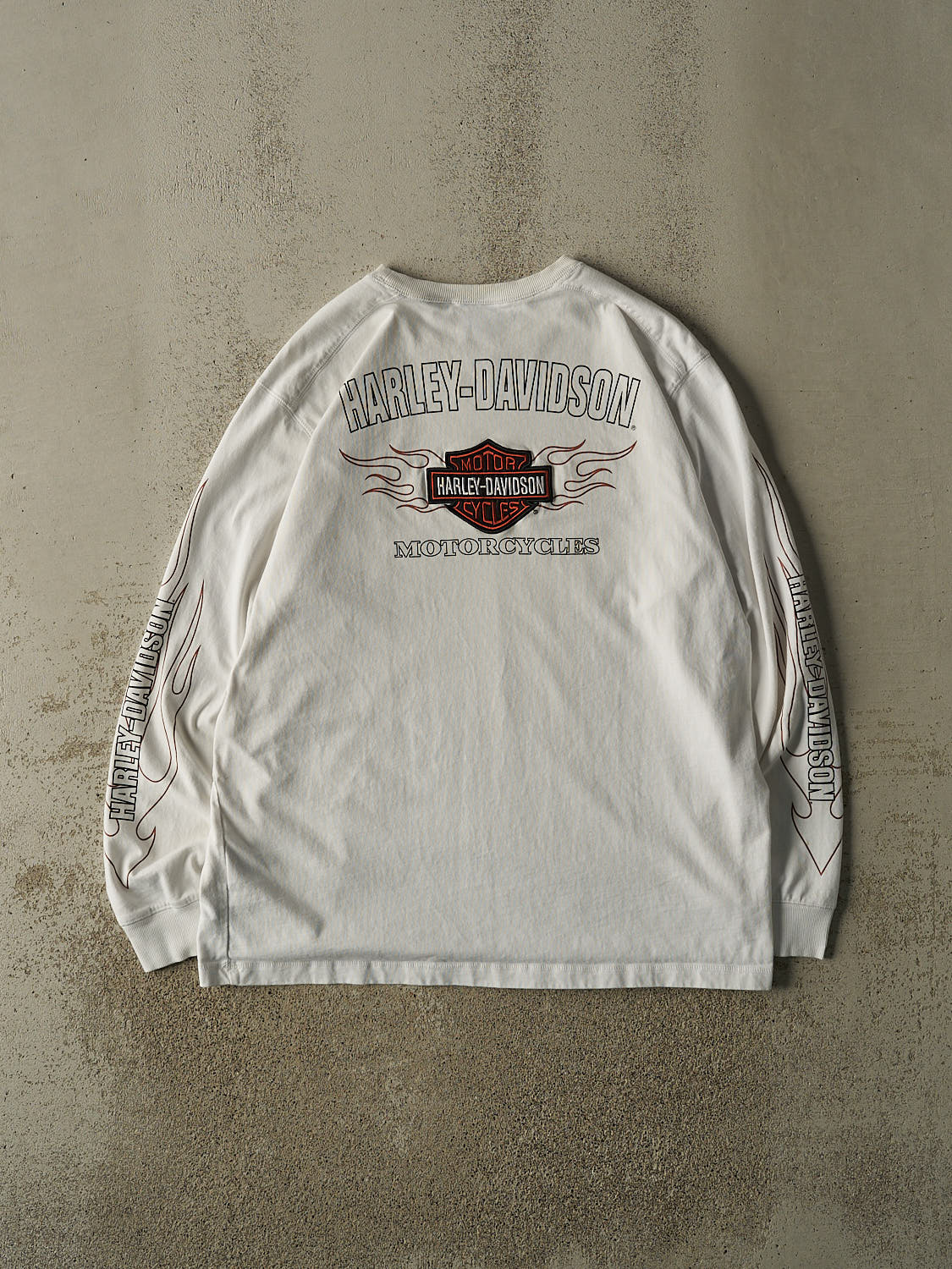Vintage Y2K White Harley Davidson Embroidered Long Sleeve (XL/XXL)