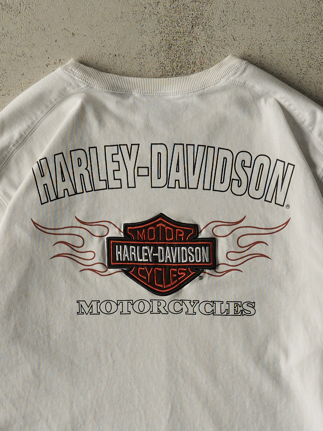 Vintage Y2K White Harley Davidson Embroidered Long Sleeve (XL/XXL)