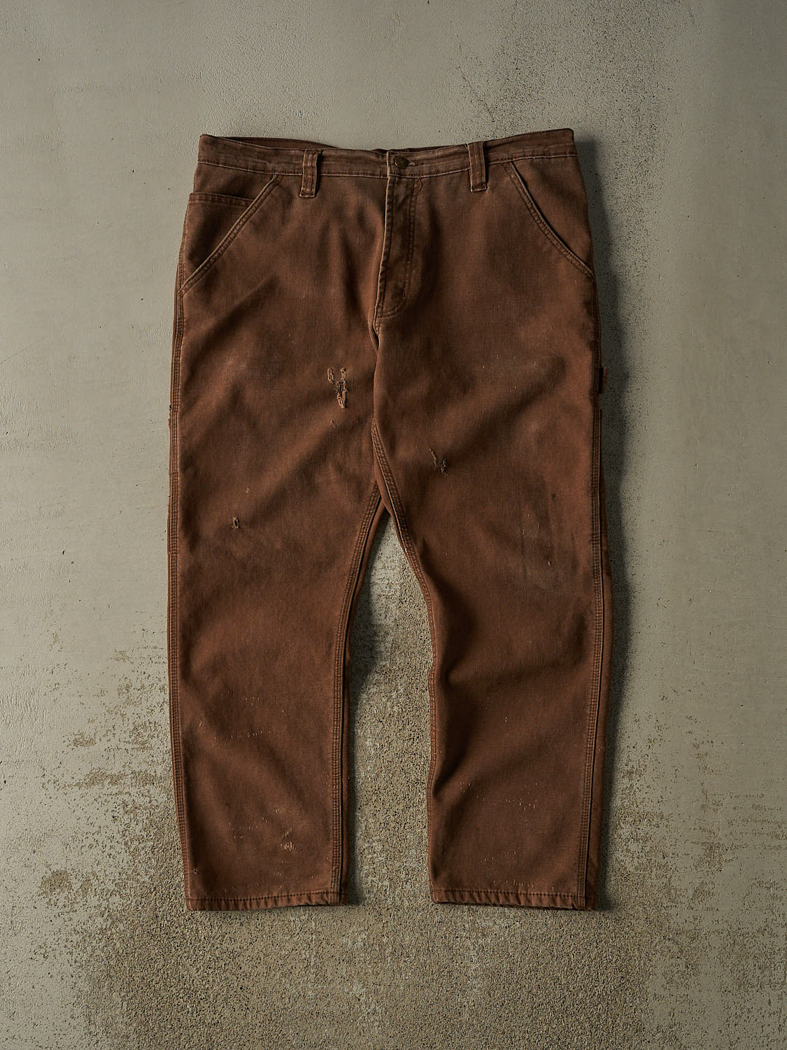 Vintage 90s Brown Full Blue Fleece Lined Carpenter Pants (38x29)
