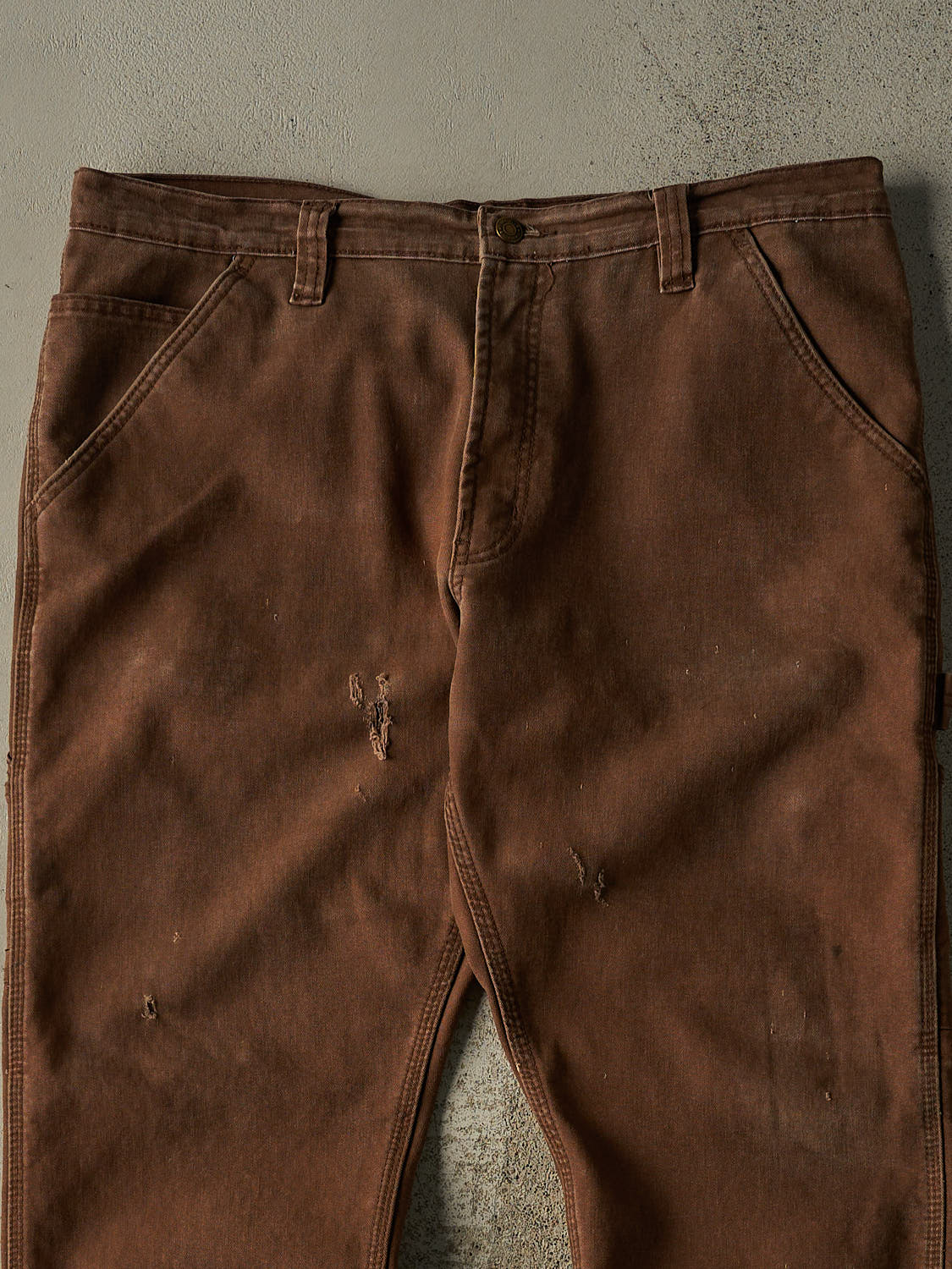 Vintage 90s Brown Full Blue Fleece Lined Carpenter Pants (38x29)