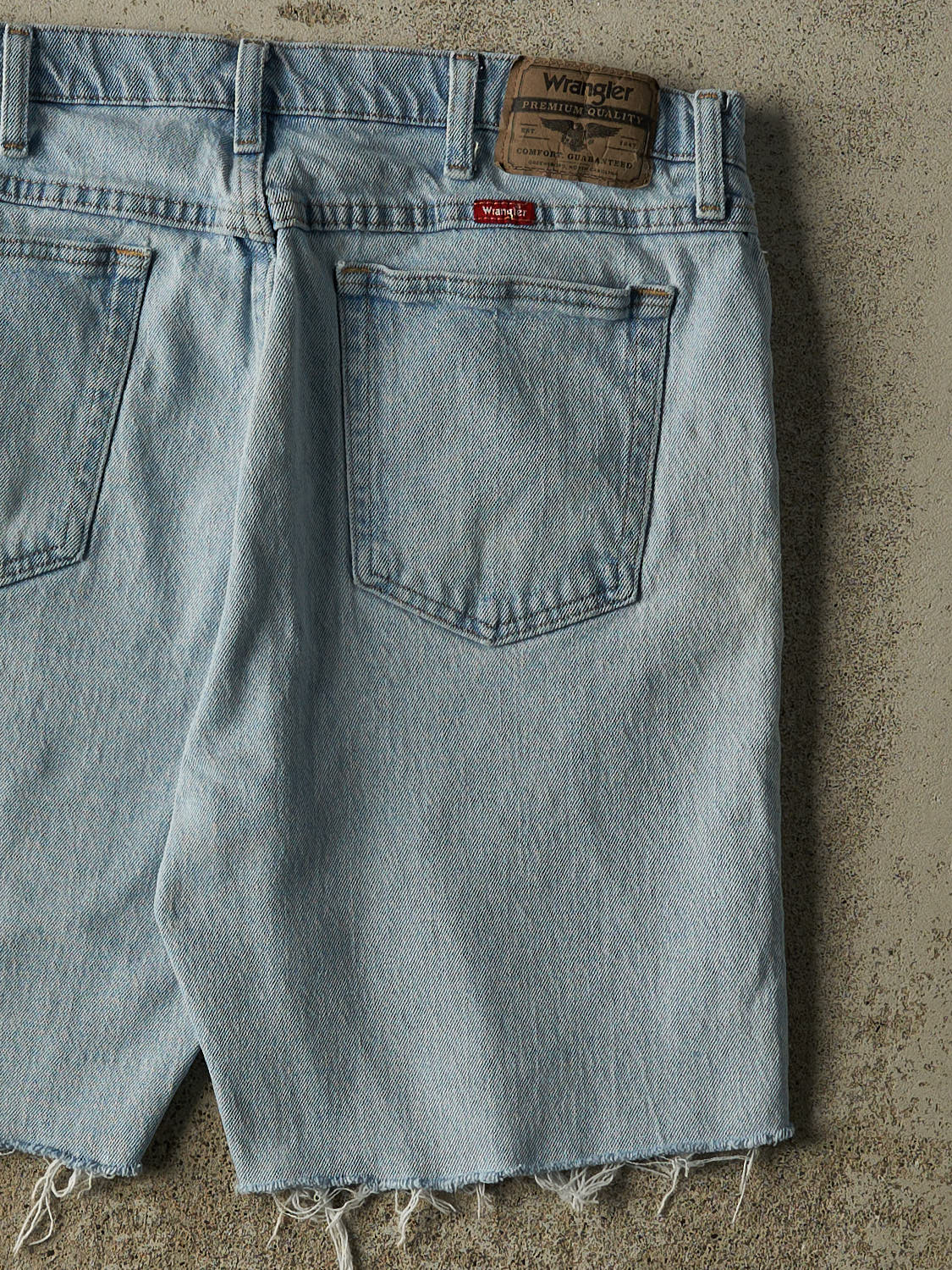 Vintage 90s Light Wash Wrangler Cut Off Jean Shorts (35x8.5)