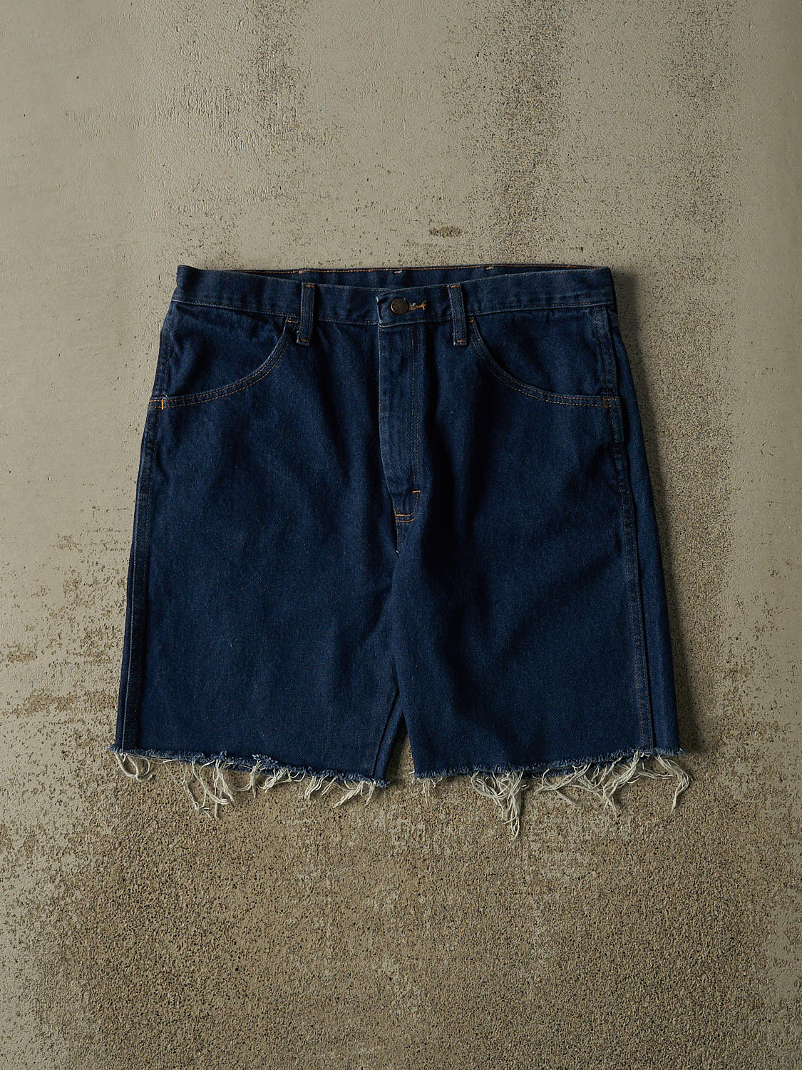 Vintage 90s Dark Wash Rustler Cut Off Jean Shorts (34x8.5)