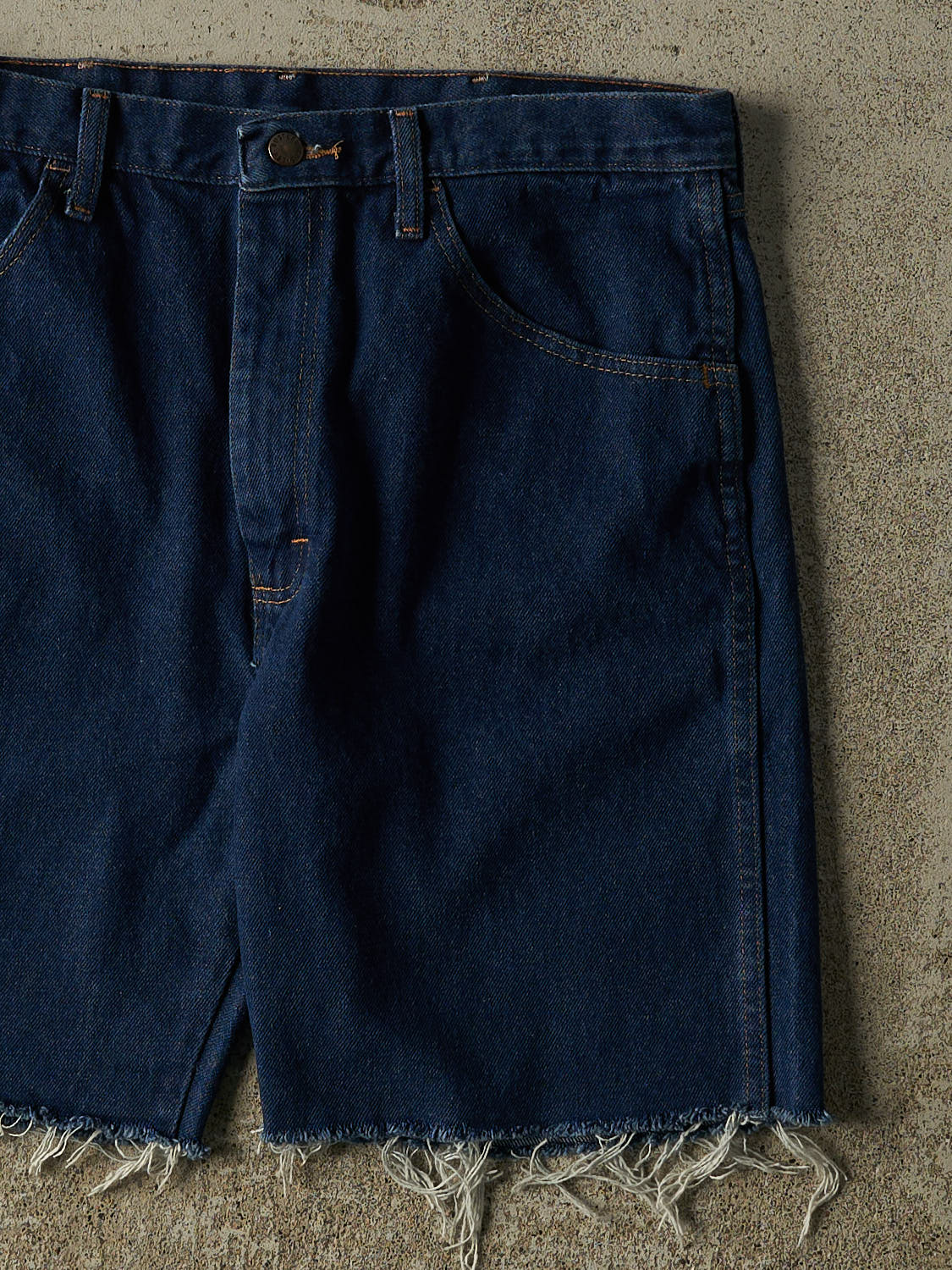 Vintage 90s Dark Wash Rustler Cut Off Jean Shorts (34x8.5)