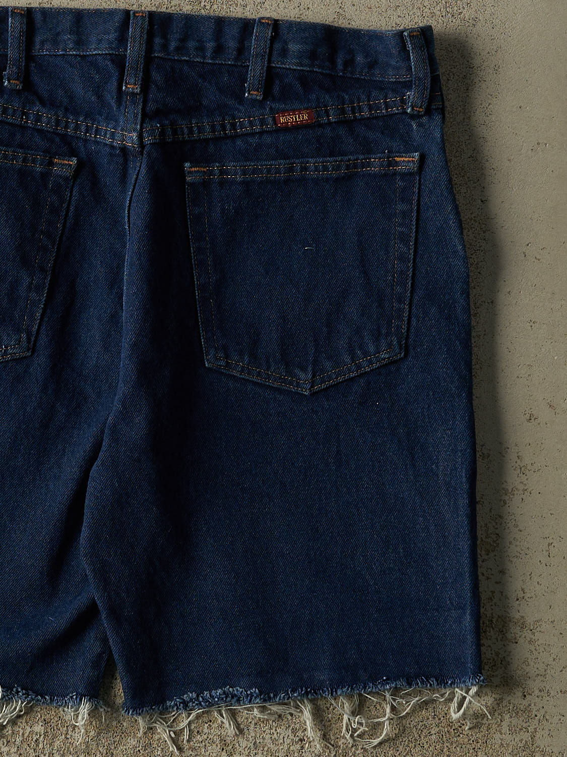 Vintage 90s Dark Wash Rustler Cut Off Jean Shorts (34x8.5)