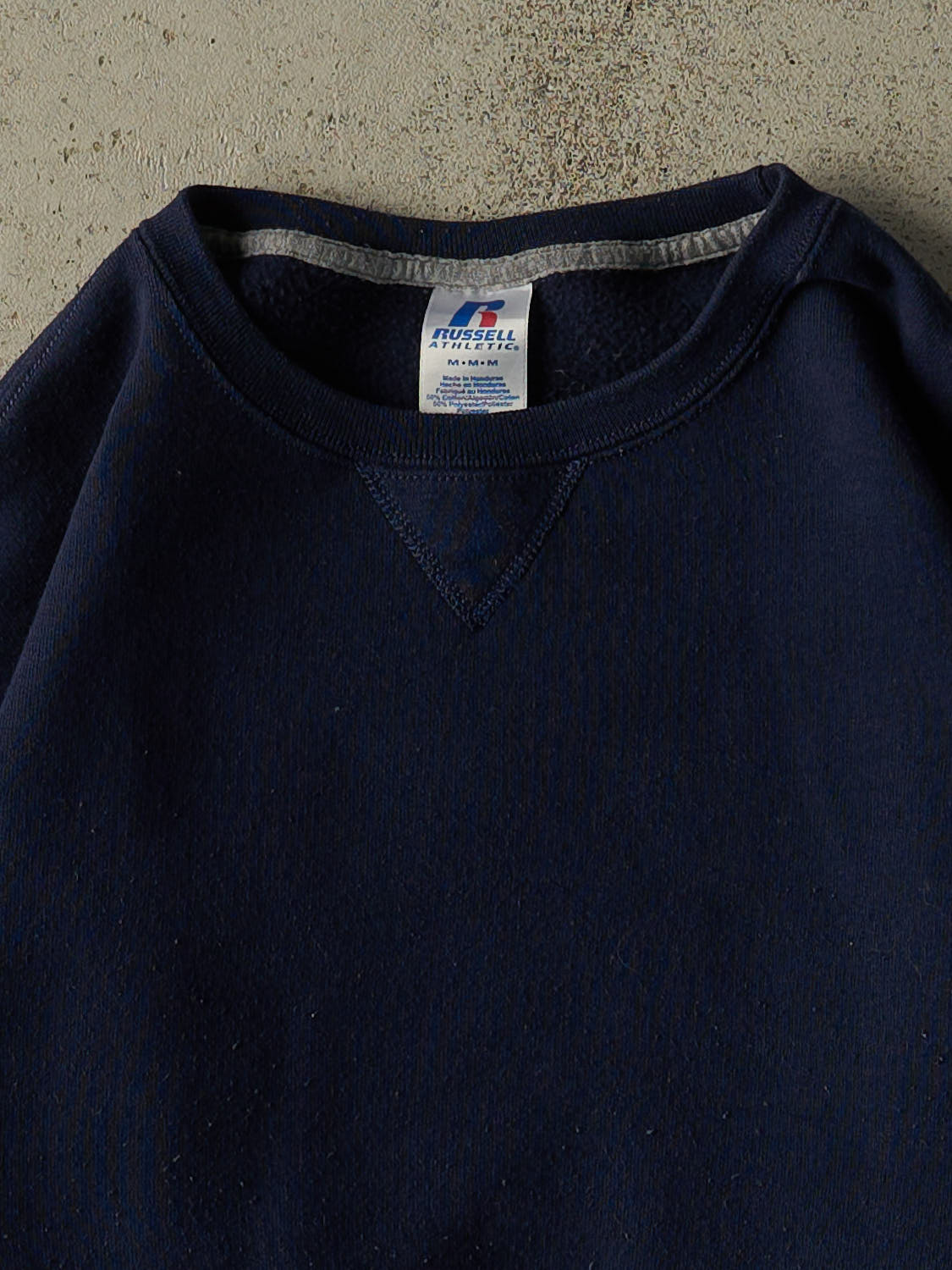 Vintage Y2K Navy Blue Russell Athletic Blank Crewneck (M)
