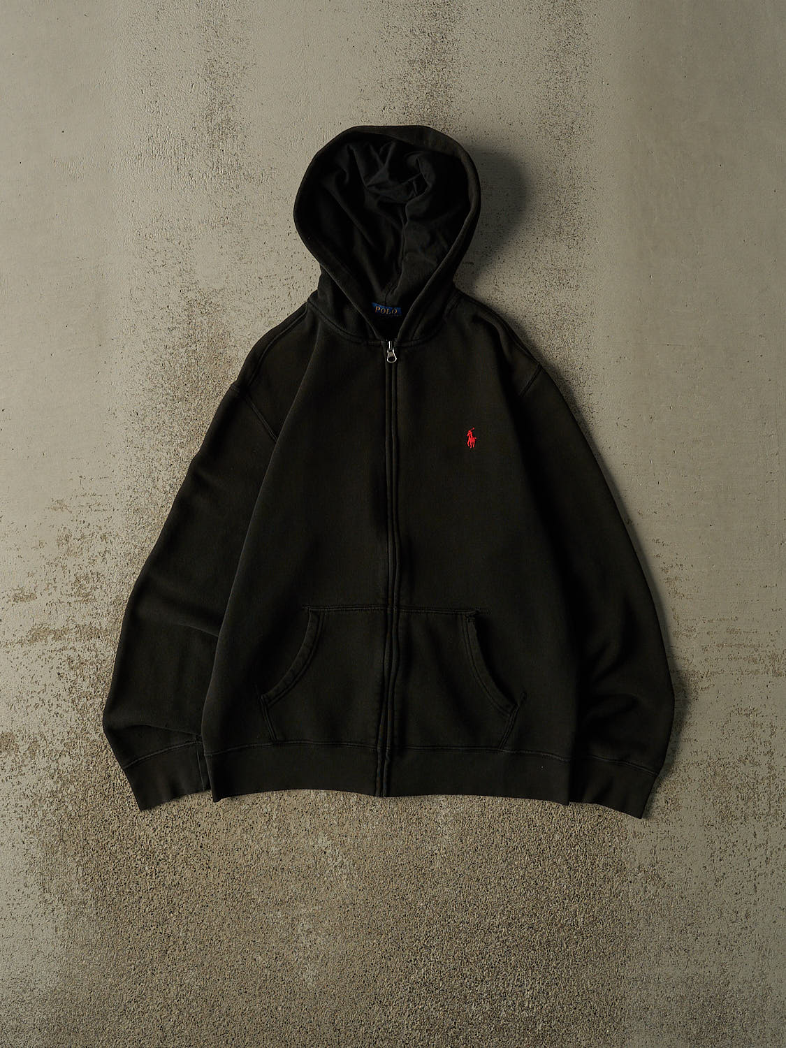 Vintage Y2K Black Polo Embroidered Zip Up Hoodie (XS)