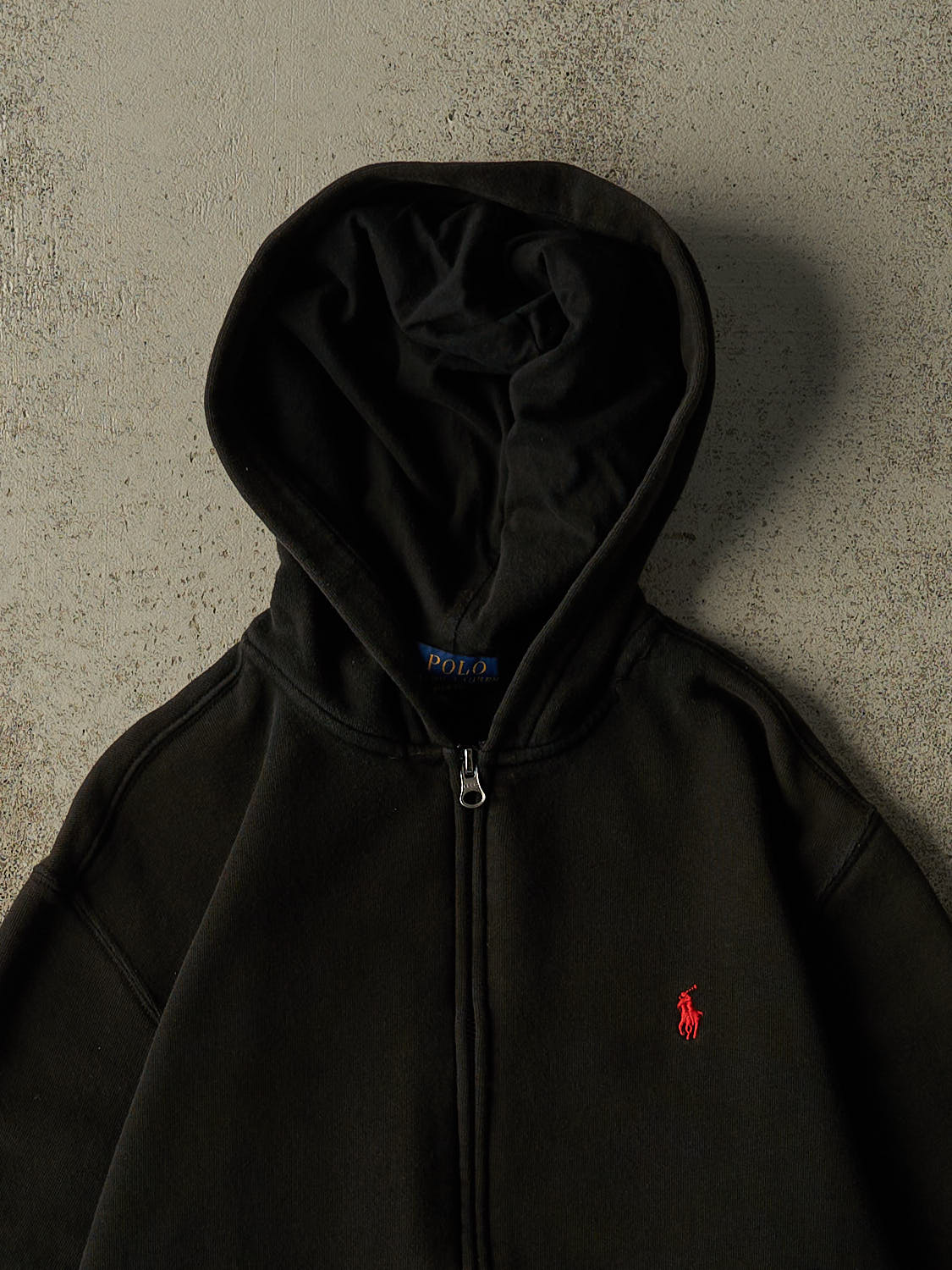 Vintage Y2K Black Polo Embroidered Zip Up Hoodie (XS)