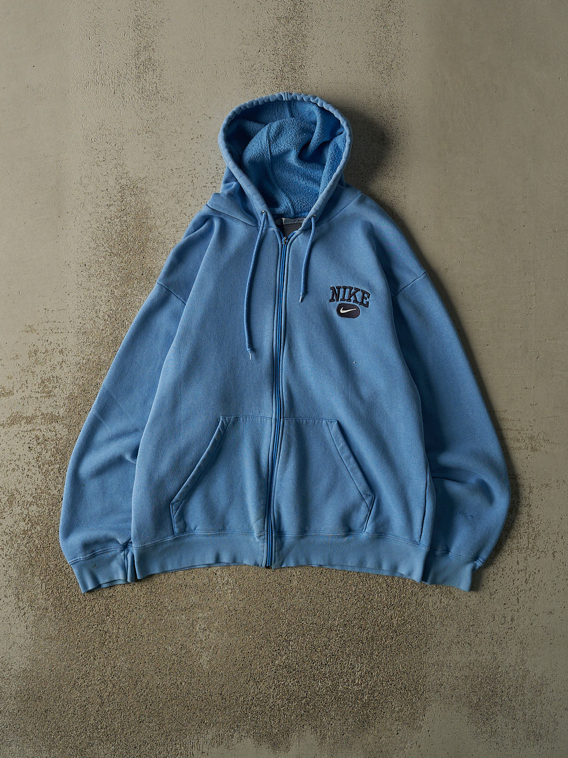 Vintage Y2K Blue Nike Embroidered Zip Up Hoodie (L)