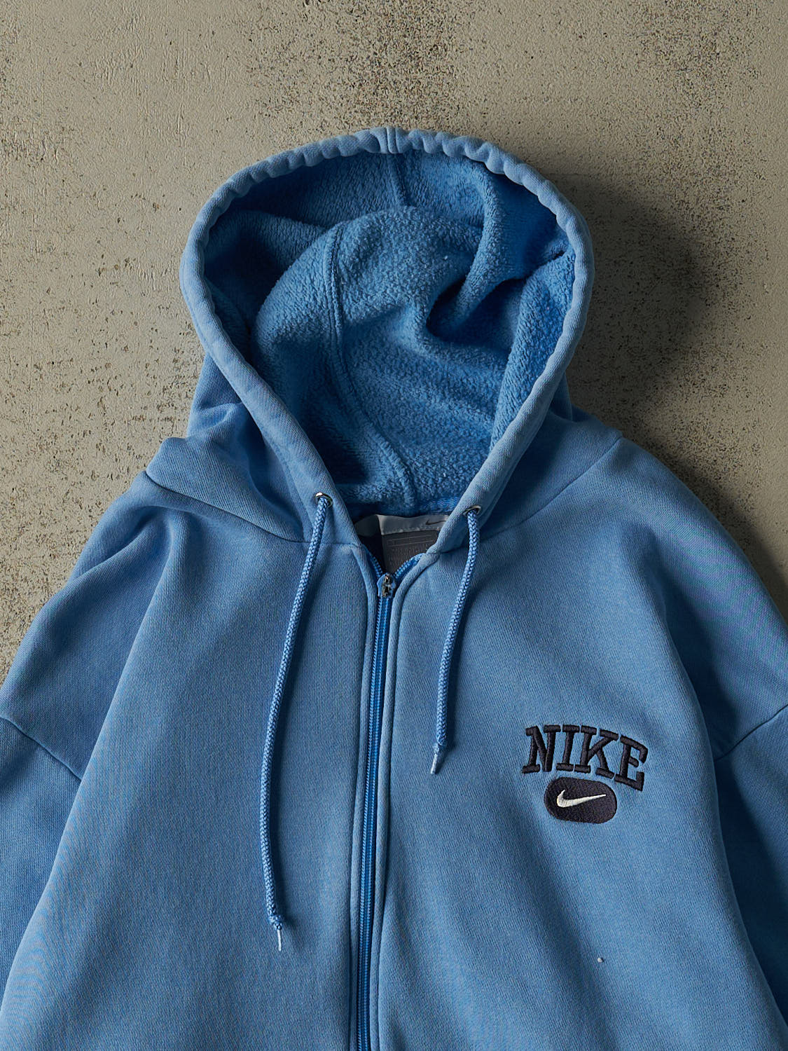 Vintage Y2K Blue Nike Embroidered Zip Up Hoodie (L)