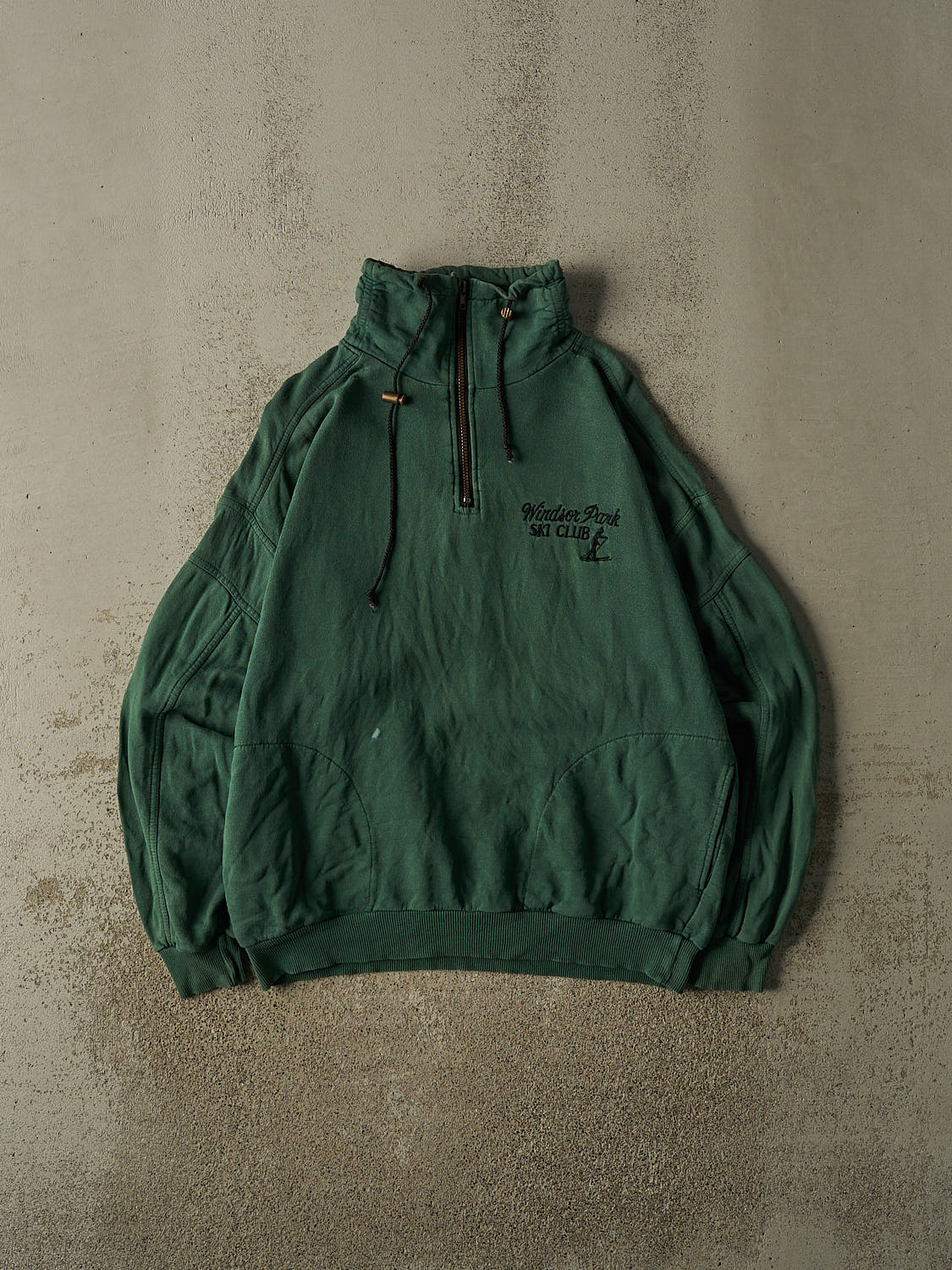 Vintage 90s Green Windsor Park Ski Club Quarter Zip Sweater (L/XL)