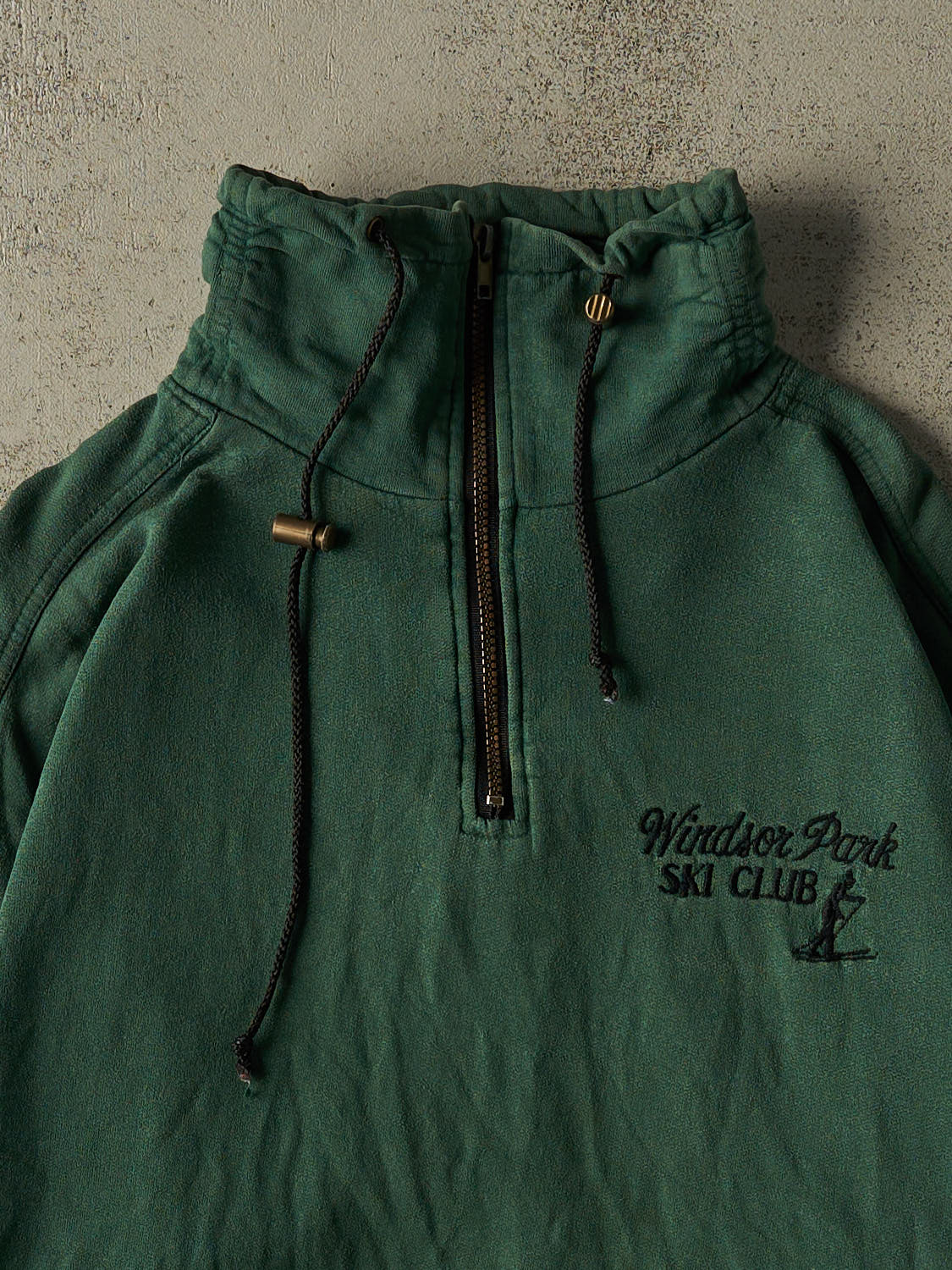 Vintage 90s Green Windsor Park Ski Club Quarter Zip Sweater (L/XL)