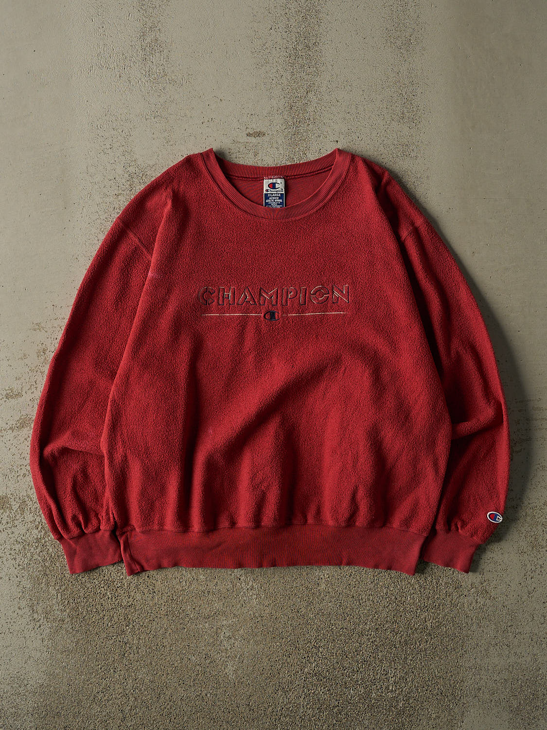 Vintage 90s Burgundy Champion Inside Out Embroidered Crewneck (L/XL)
