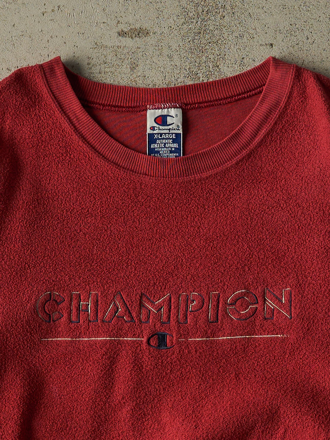 Vintage 90s Burgundy Champion Inside Out Embroidered Crewneck (L/XL)