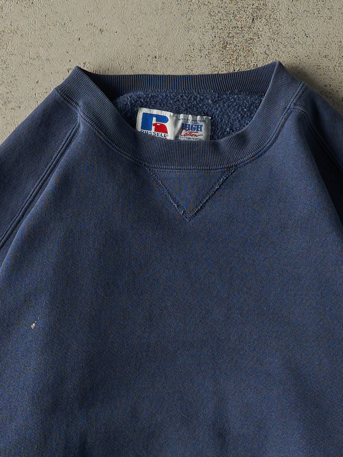 Vintage 90s Slate Blue Russell Athletic Blank Crewneck (L/XL)