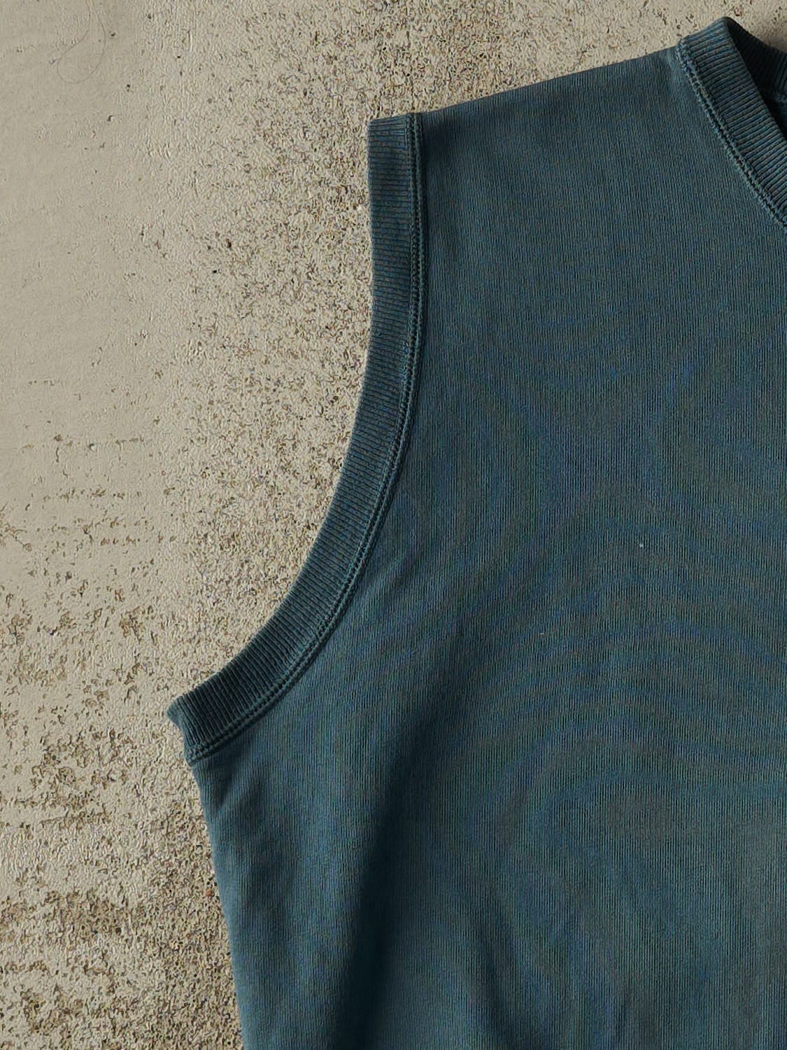 Vintage 90s Teal Roots Embroidered Quarter Zip Sweater Vest (M)