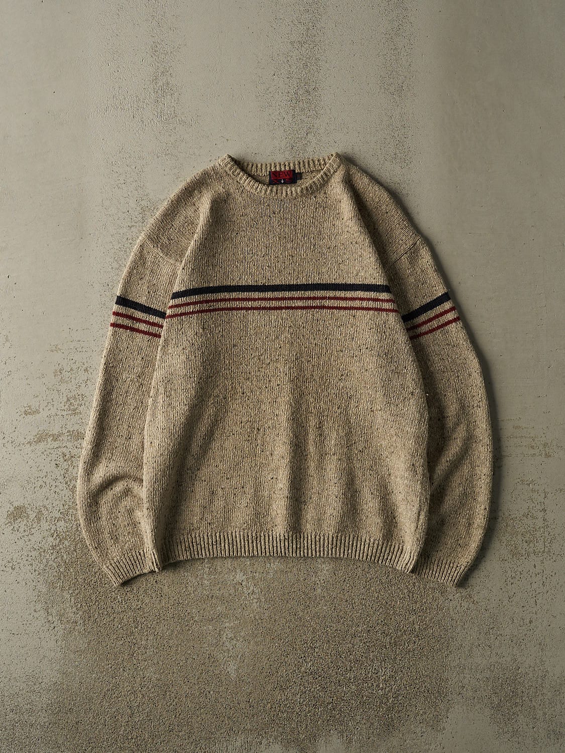 Vintage 90s Beige Striped Knit (L/XL)