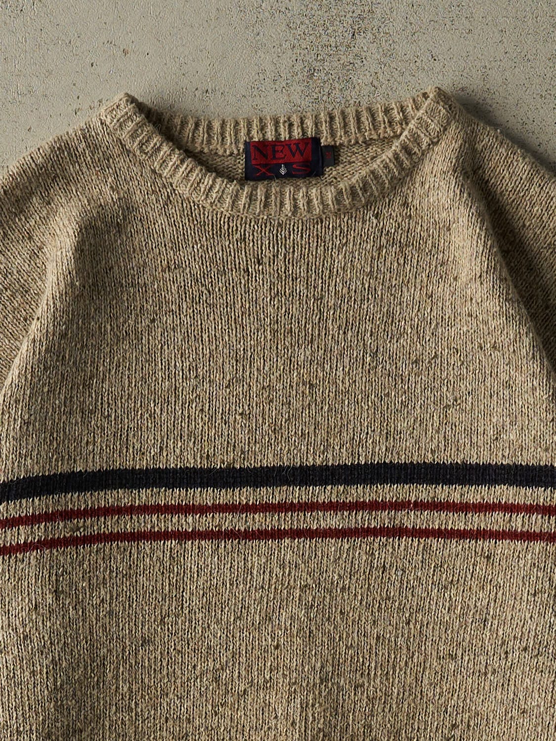 Vintage 90s Beige Striped Knit (L/XL)