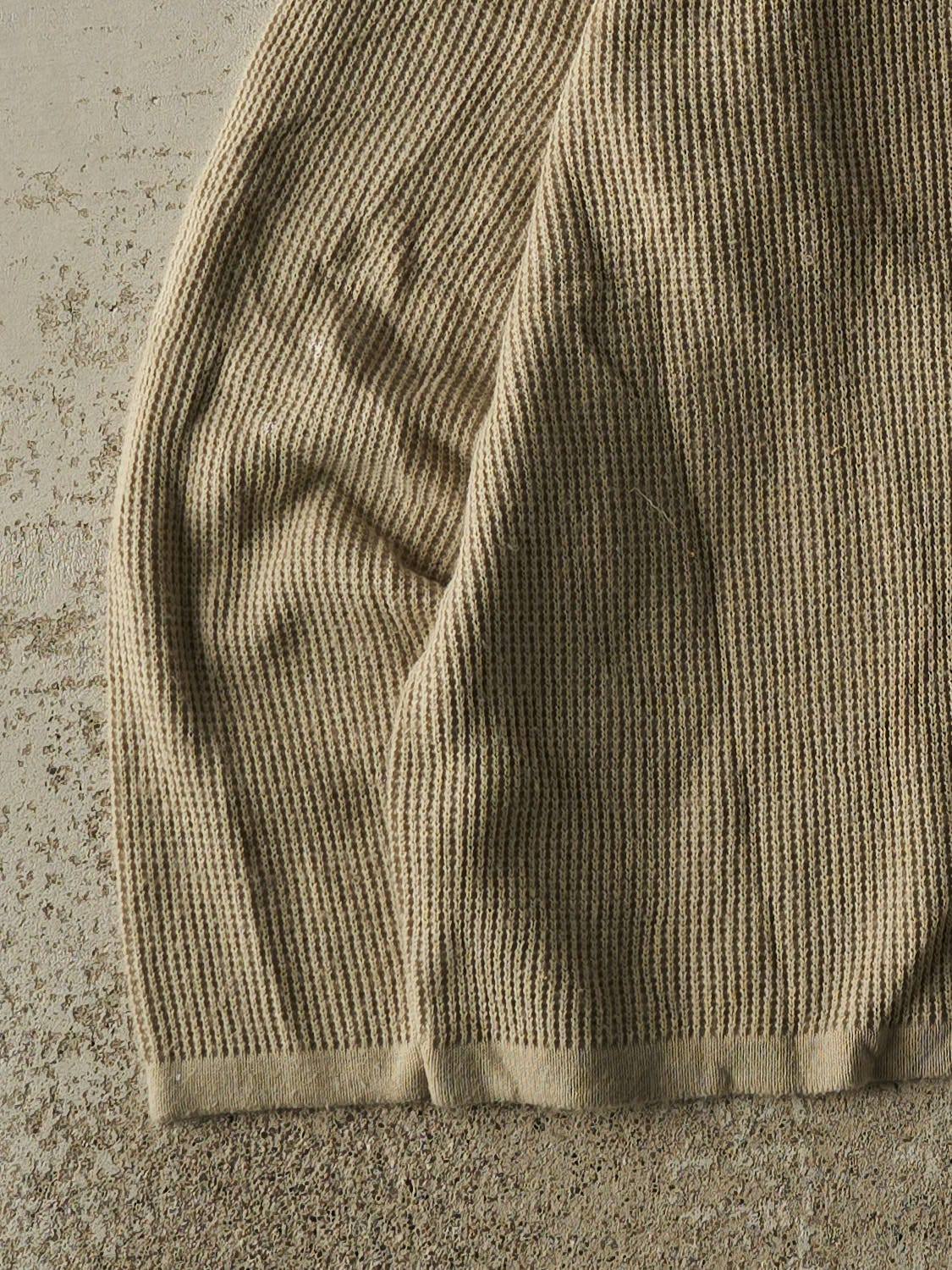 Vintage Y2K Beige Striped Thermal Long Sleeve (M/L)